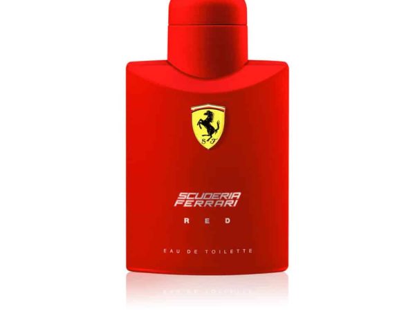 Red Scuderia Eau De Toilette 125ml men's fragrance bottle with racing-inspired design