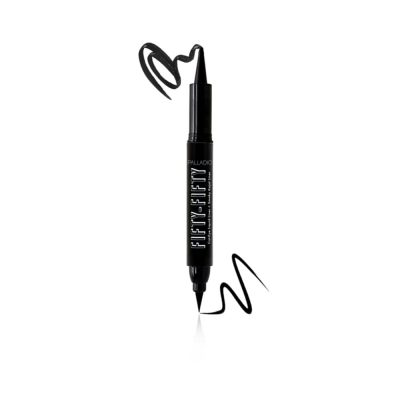 Fifty-fifty Cat-eye and Smoky Kajal Dual-Ended Black Liquid Eyeliner with Precision Tip