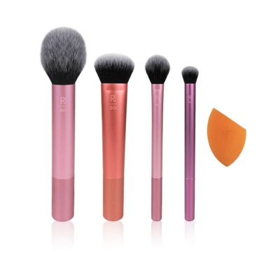 Everyday Essentials 5-Piece Professional Makeup Brush Set with Synthetic Bristles and Wooden Handles #