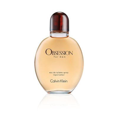 Calvin Klein Obsession Eau De Toilette 125ml bottle featuring amber-colored fragrance in iconic masculine design ##