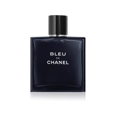 Bleu De Chanel Eau de Toilette 100ml bottle in deep blue glass with silver accents