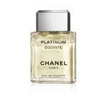 Chanel Egoiste Platinum Eau de Toilette 100ml bottle against luxury metallic background