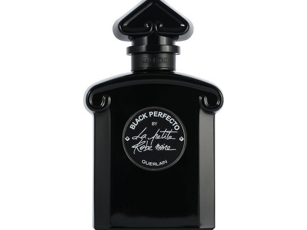 La Petite Robe Noire Black Perfecto Eau De Parfum 100ml by Guerlain in upside-down heart bottle with leather collar
