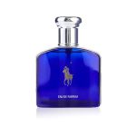 Ralph Lauren Polo Blue Eau De Parfum 75ml bottle with aquatic blue design