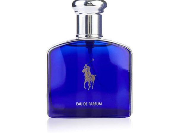 Ralph Lauren Polo Blue Eau De Parfum 75ml bottle with aquatic blue design