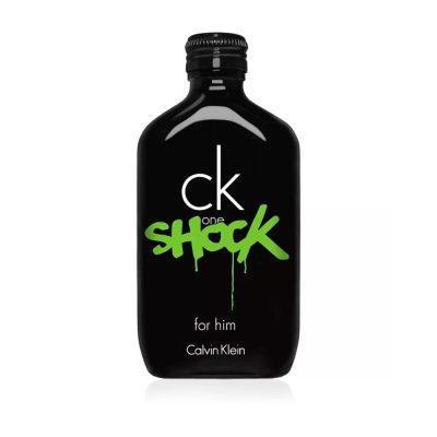 Calvin Klein CK One Shock Eau de Toilette for Men 100ml black bottle with orange accents ##