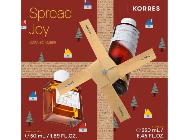 Spread Joy Oceanic Amber Set luxury fragrance gift box with EDP bottle and travel atomizer