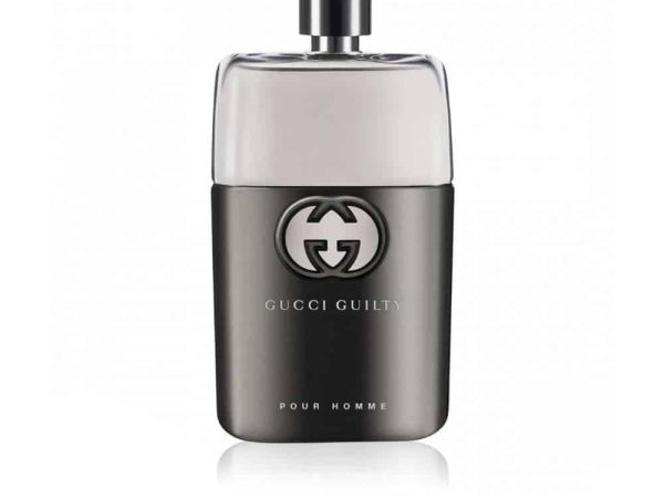 Gucci Guilty Eau de Toilette 90ml luxury men's fragrance bottle with metallic design