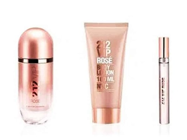 Carolina Herrera 212 VIP Rose 3-Piece Gift Set with EDP, Body Lotion and Travel Spray