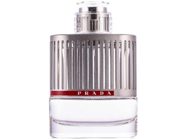 Prada Luna Rossa Eau De Toilette for Men 150ml bottle against blue background
