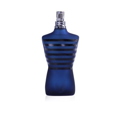 Jean Paul Gaultier Ultra Male Eau De Toilette 125ml bottle in navy blue with red stripes