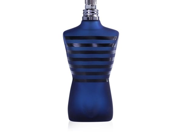 Jean Paul Gaultier Ultra Male Eau De Toilette 125ml bottle in navy blue with red stripes