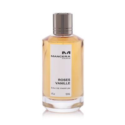 Mancera Roses Vanille Eau De Parfum 120ml bottle with elegant gold and black packaging