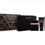 Guess Seductive Homme Noir 4-Piece Gift Set for Men with EDT, Travel Spray, Shower Gel and Aftershave Balm