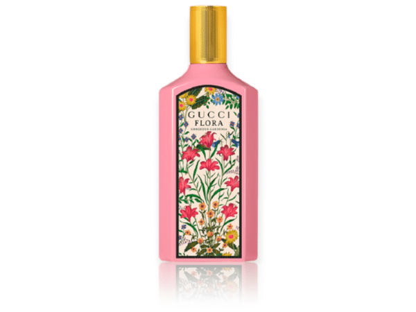 Gucci Flora Gorgeous Gardenia EDP 100ml women's perfume bottle with floral pattern